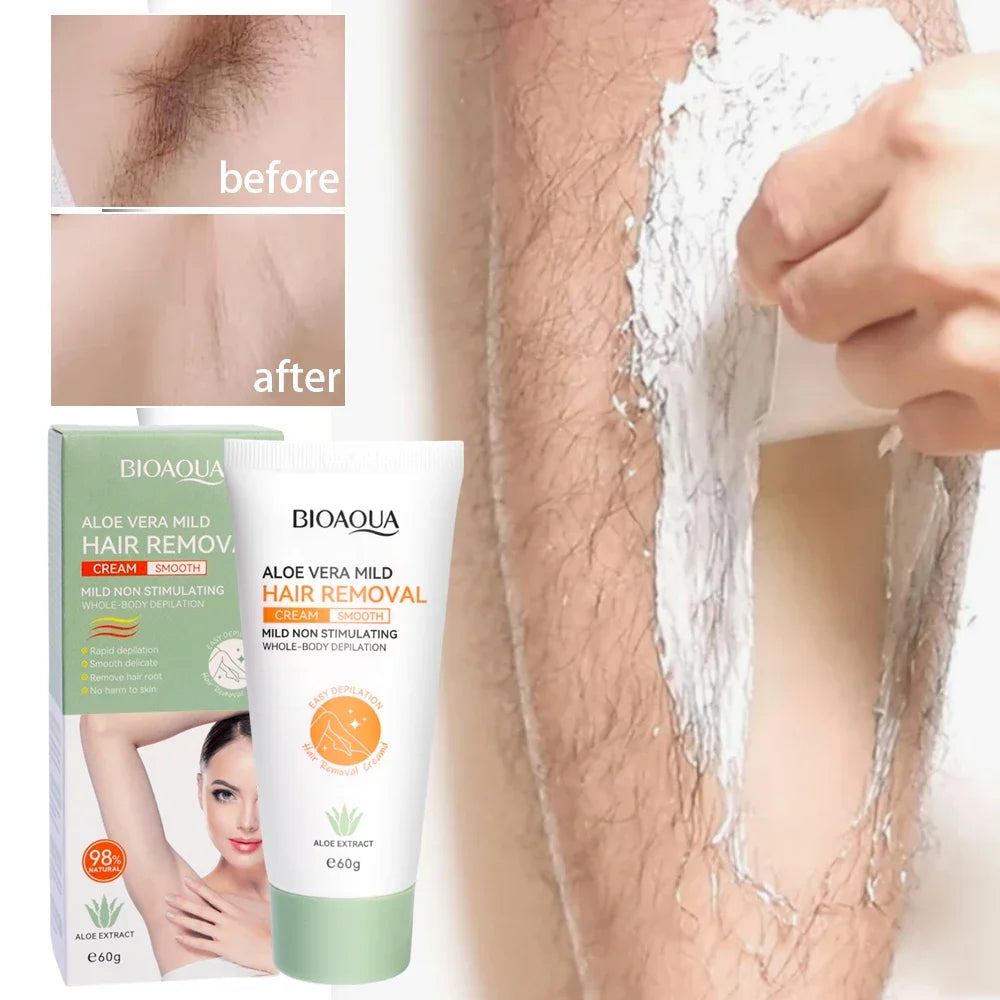 Aloe Vera Fast Hair Removal Cream 60g Painless Underarm Body Face Private Areas Hairs Remove Depilatory Wax Women Men Skin Care Viralgem Store