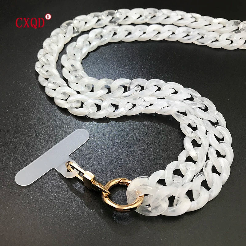 120cm Bevel Design Anti-lost Phone Lanyard Rope Neck Strap Colorful Portable Acrylic Cell Phone Chain Accessories Gifts Outdoor Viralgem Store