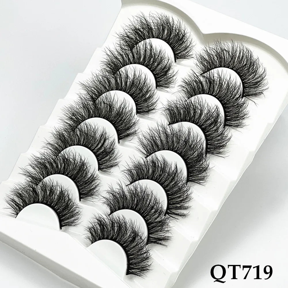 5/7/8 pairs 3D mink Lashes ,soft fluffy natural false eyelashes，individual eyelash extension, makeup tools lashes wholesale