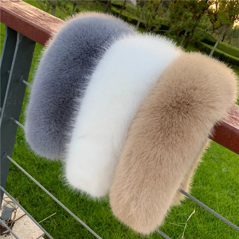 Women Faux Fox Fur Collar Shawl Furry Fur Collar For Winter Coat Hood Fur Decor Fake Fur Scarf Parkas Coat Fur Collar Scarves Viralgem Store