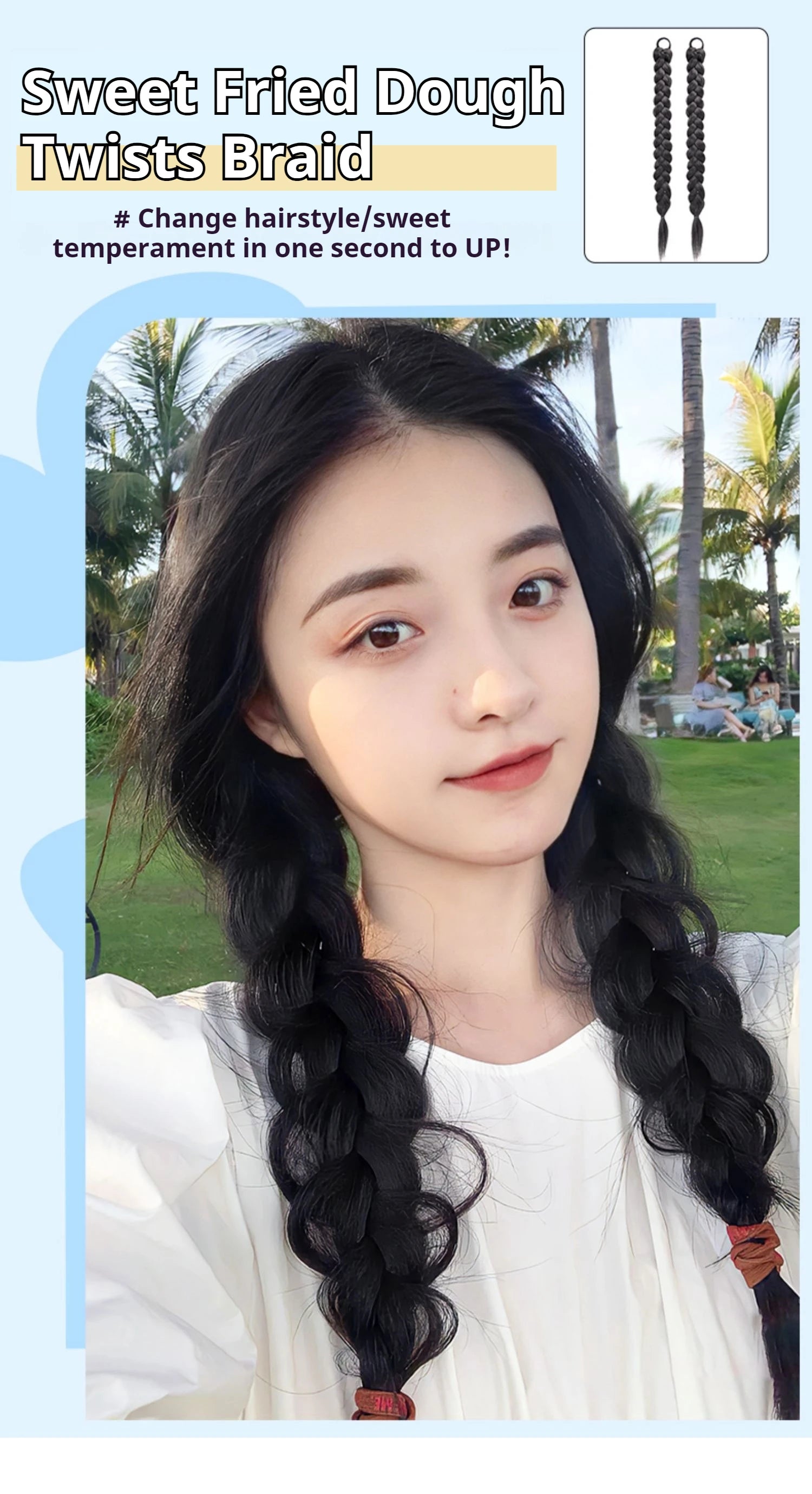 Synthetic Long Twist Braid Ponytail Extensions With Rubber Band Boxing Braided Hair Extensions For Women Daily Use Viralgem Store