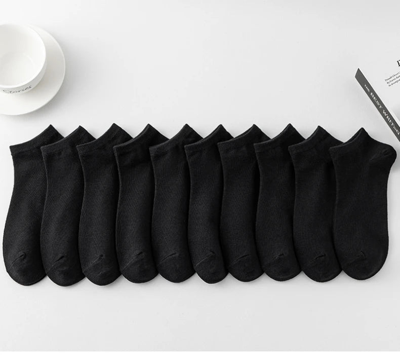 10 Pairs Women/Men Boat Socks Invisible Low Cut Silicone Non-slip Summer No-show Ankle Socks Solid Color Casual Breathable
