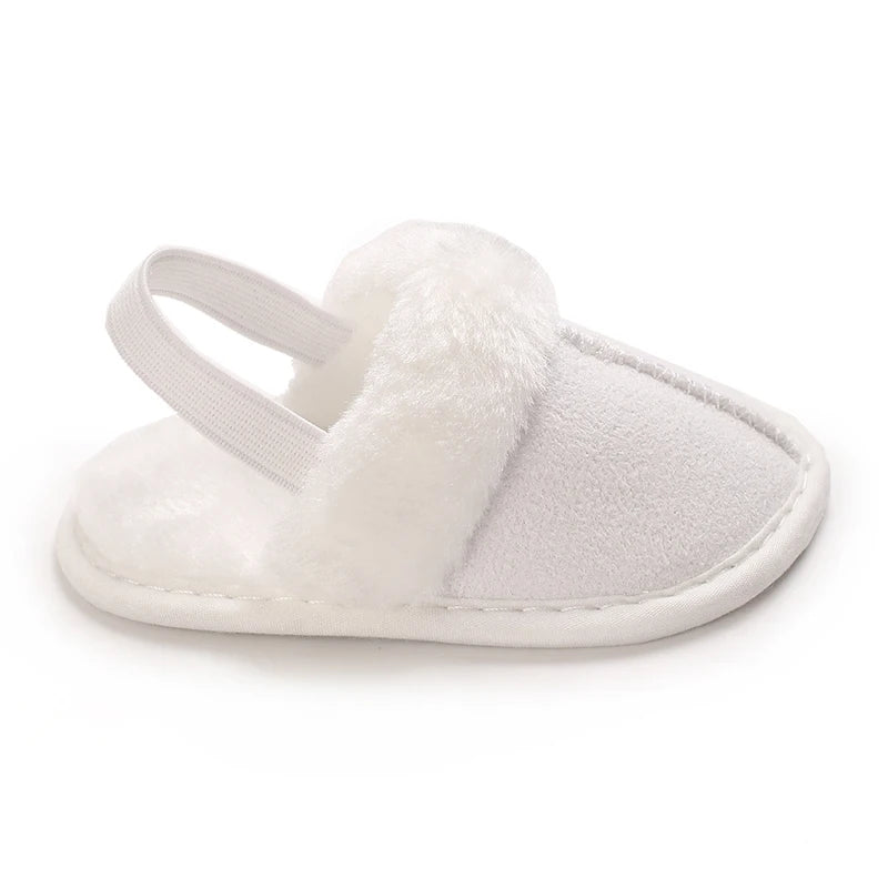 0-1 Years Old Winter Baby Slippers Fluffy Baby Boy Girl Sandals Cute Plush Soft Non-slip Sole Toddler First Toddler Baby Shoes