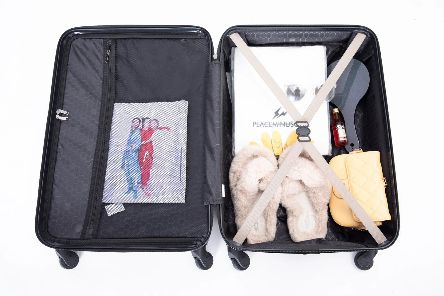 3 Piece Luggage Sets ABS Lightweight Suitcase with Two Hooks, Spinner Wheels, TSA Lock, (20/24/28) GOLD Large capacity suitcase Viralgem Store