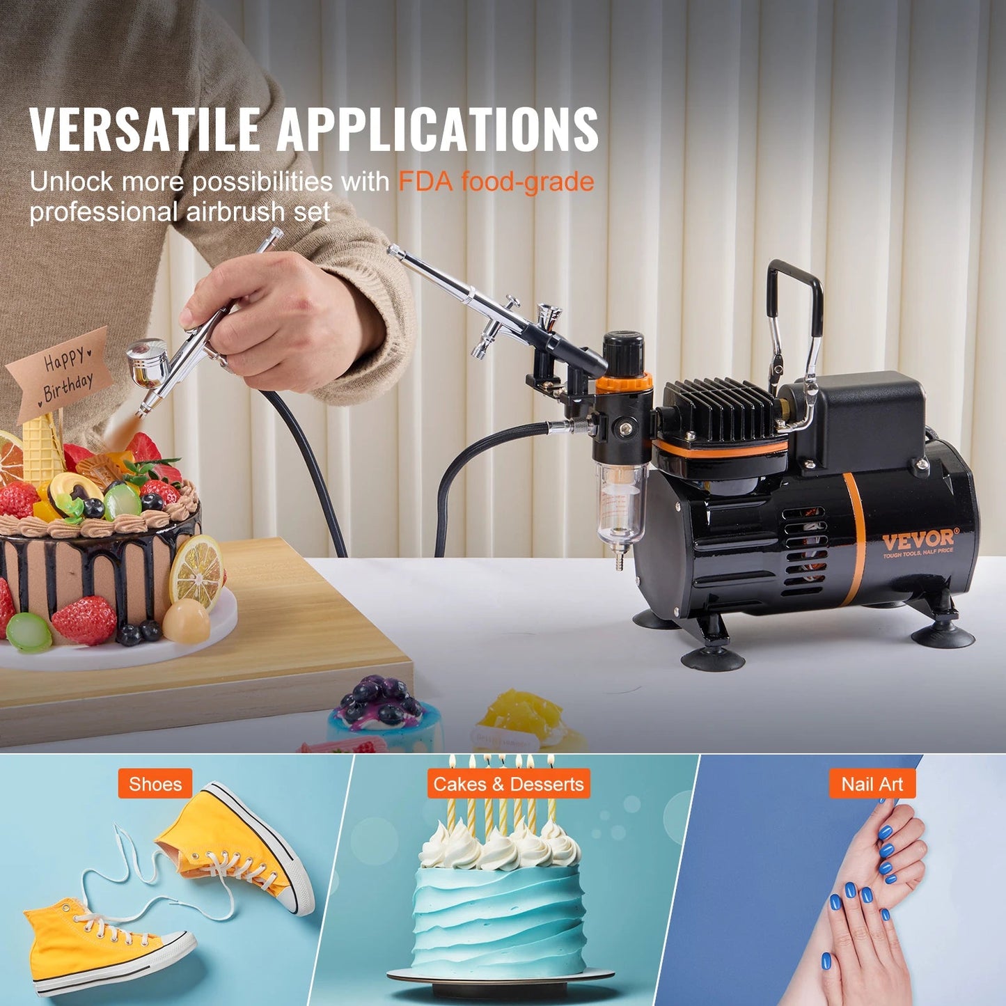 SucceBuy Airbrush Kit Dual Fan Air Compressor Professional Airbrushing System Kit Airbrushes Mixing Wheel Cleaning Brush Set Viralgem Store