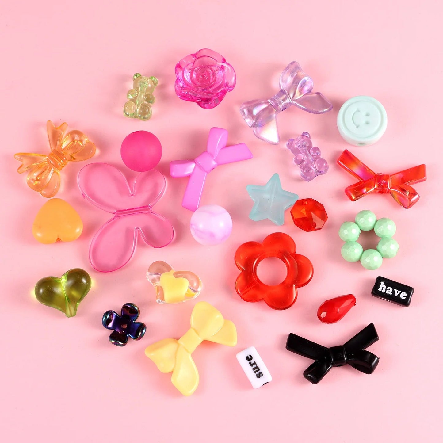 1bag Mixing Style Candy Color Acrylic Beads For DIY Handmade Bracelet Jewelry Making Phone Chain Accessories Viralgem Store