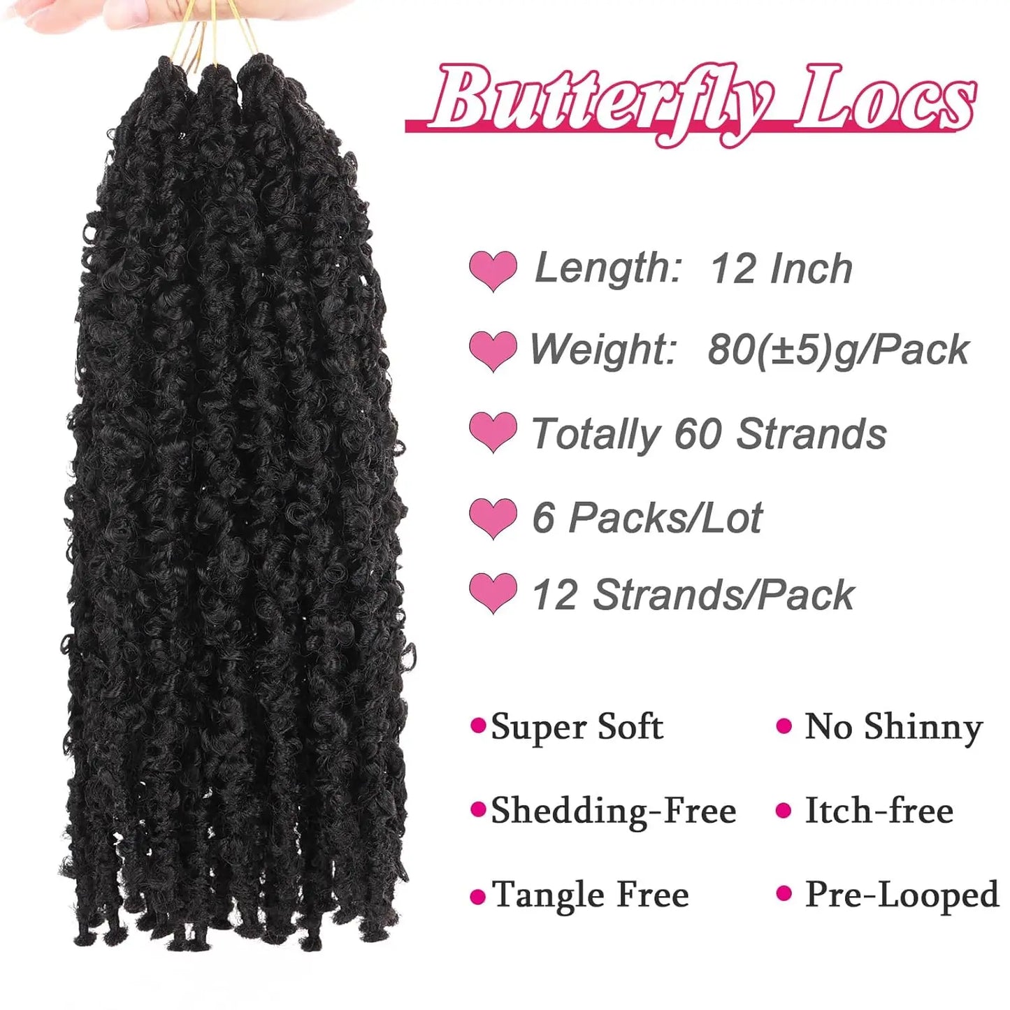 12 Inch Pre-twisted Butterfly Locs Crochet Hair Short Bob Butterfly Distressed Braids Hair Synthetic Hair