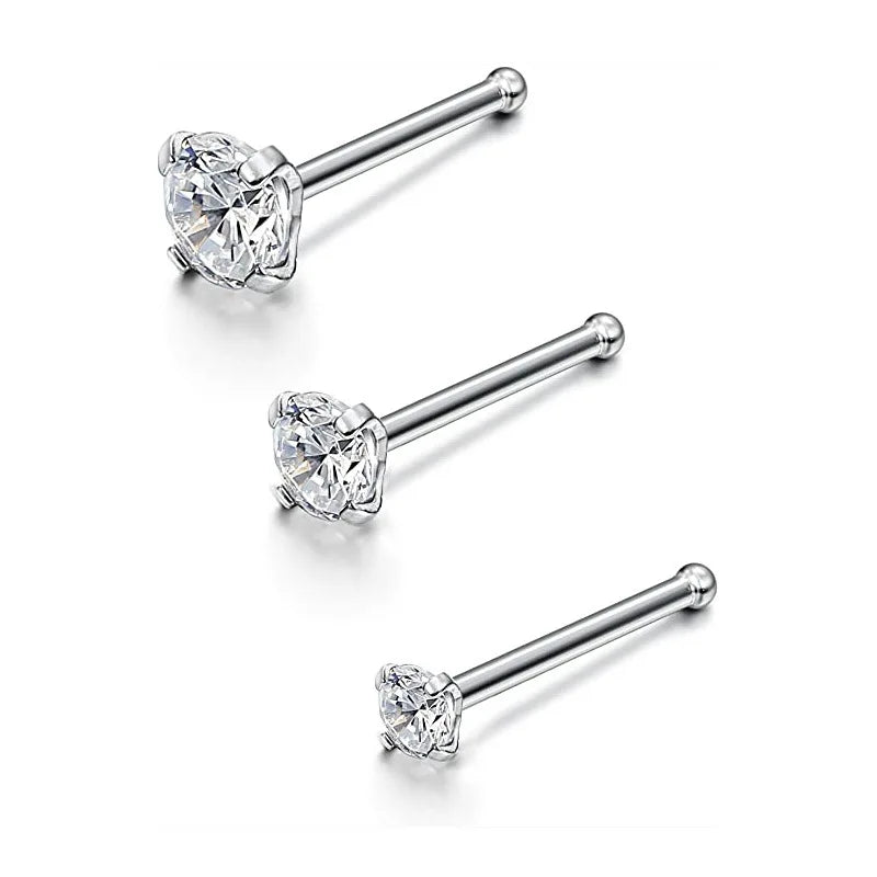1PC 1.5-3mm Mini Zircon Nose Studs 316L Stainless Steel L Shape Nose Ring Cartilage Earrings for Women Men Body Piercing Jewelry Viralgem Store