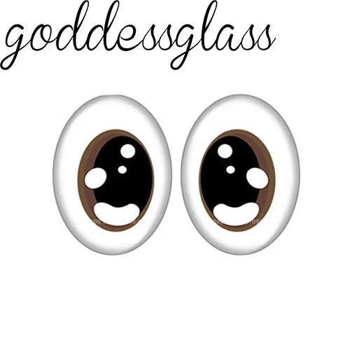 5pairs Cartoon Doll crystal Eye Black pupils hearts 10x14mm/13x18mm Oval photo glass cabochon demo flat back Making findings