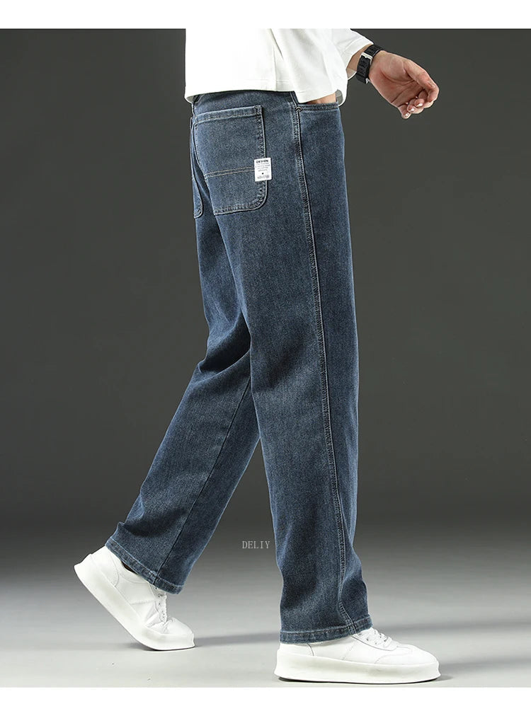 2025 New Y2K  Autumn and Winter Baggy  Jeans Men's Autumn and Winter Loose Straight Wide-leg Business Trousers Mens Clothing Viralgem Store