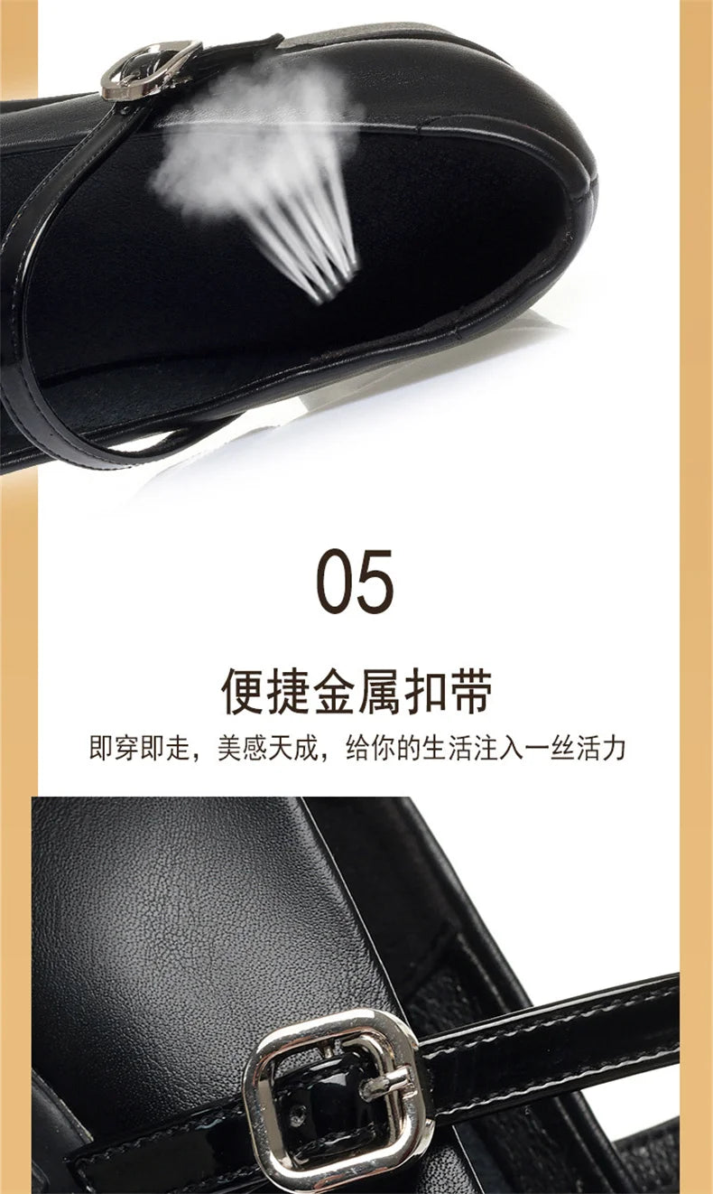 Women Shoes 2024 New Fashion Retro Round Toe Soft Leather Casual Mary Jane Shoes Shallow Mouth Waterproof Platform Shoes Viralgem Store
