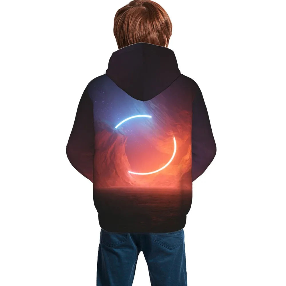 Vintage Harajuku Hoodies Retro DailySporty Cartoon Kids Printed Comfortable Loose Streetwear Letter Autumn Winter Clothes