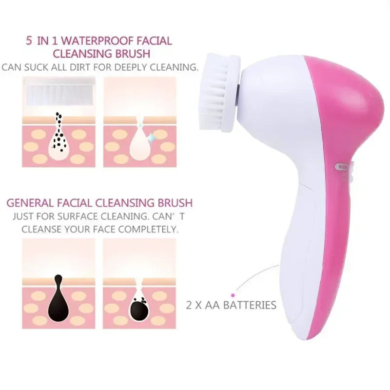 5 in 1 Facial Cleanser Pore Cleanser Face Massager Deep Electric Cleansing Brush Pore Cleaner Blackhead Remover Skin Beauty Care Viralgem Store
