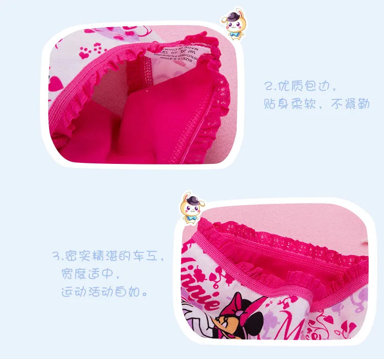 4pcs/set Disney Girls Cartoon Mickey Mouse Underpants 2-10years Old Children Classic Pop Pure Cotton Boxers Minnie Birthday Gift Viralgem Store