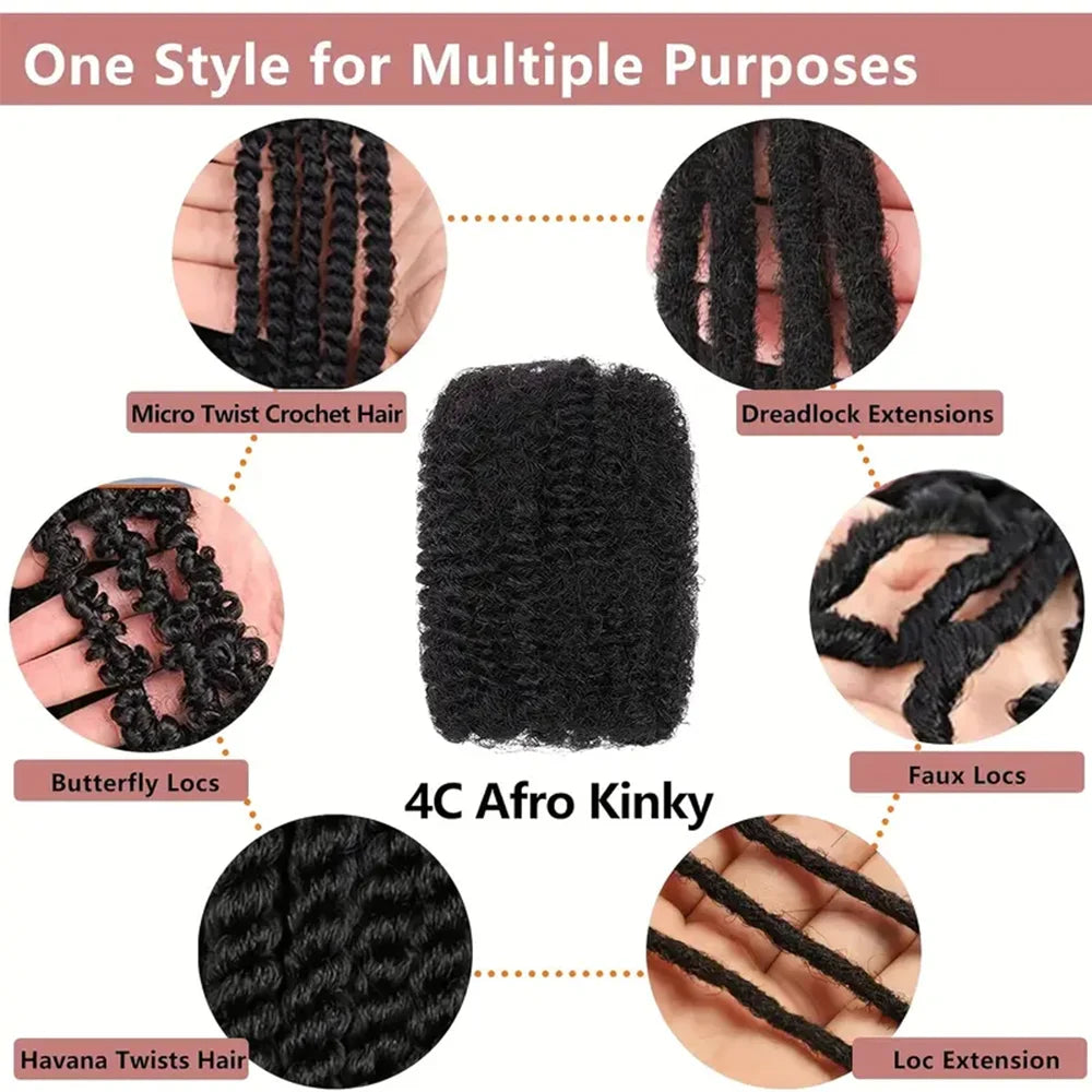 Afro Kinkys Bulk Synthetic Hair for Dreadlock Extensions Loc Repair Braiding Twist Tight Afro Kinky Synthetic Hair for Locs