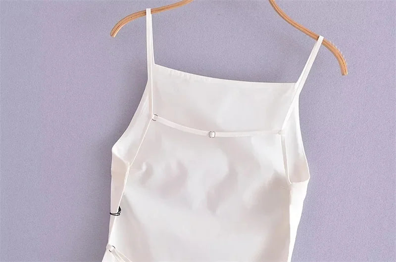 TRAF White Crop Top Woman 2024 Black Sleeveless Backless Top With Straps Sexy Tops Woman Party Summer Women's Evening Top Viralgem Store