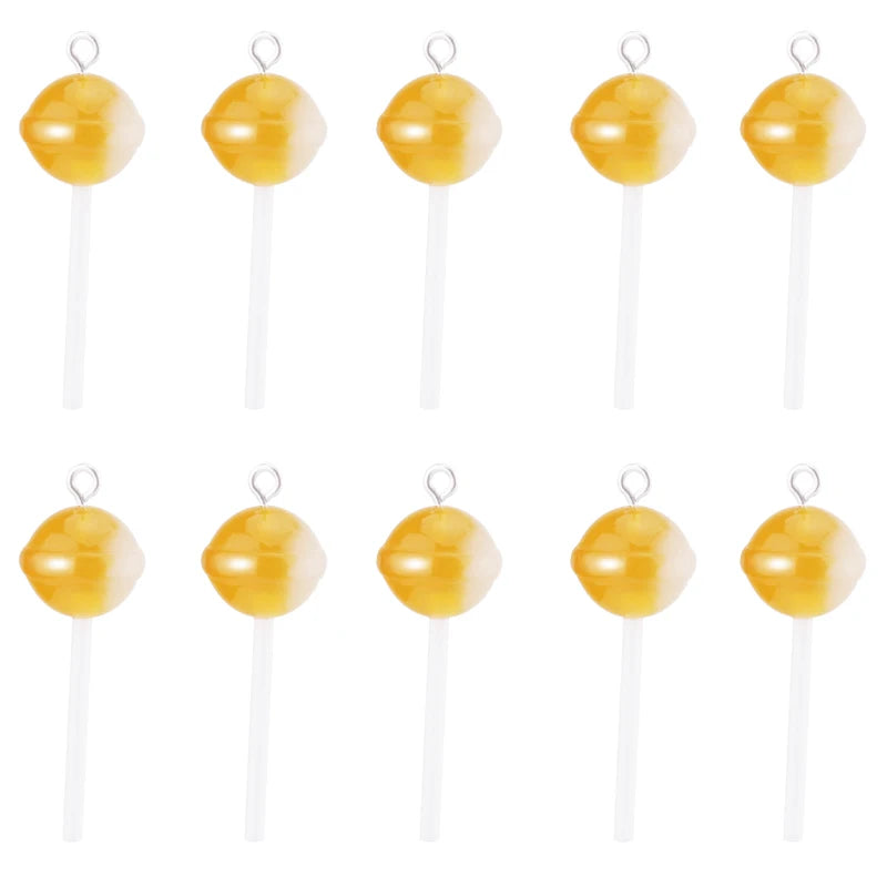10Pcs Sugar Candy lollipop Resin Charms Diy Findings Kawaii 3D Keychain Earring Pendant Charms For Jewelry Making Suppplies