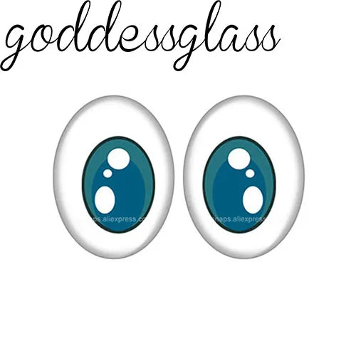 5pairs Cartoon Doll crystal Eye Black pupils hearts 10x14mm/13x18mm Oval photo glass cabochon demo flat back Making findings