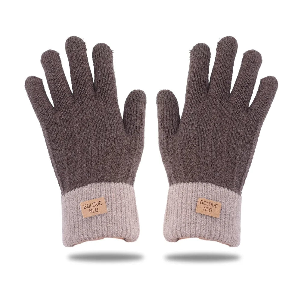 Warm Thick Plush Knitted Gloves Winter Touchscreen Plush Gloves Woman Thickening Fleece Thickened Cycling Driving Skiing Gloves