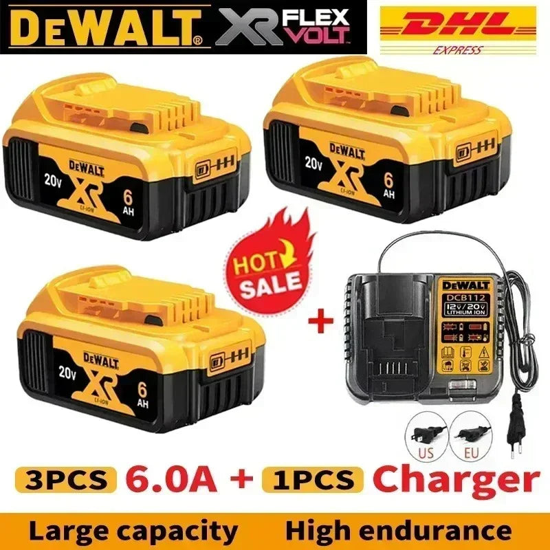 100% Original DEWALT 🔋 20V/60V MAX XR Rechargeable Tool Battery 6Ah/9Ah Compatible with DCB200 Series for Dewalt Tools 👍 Viralgem Store