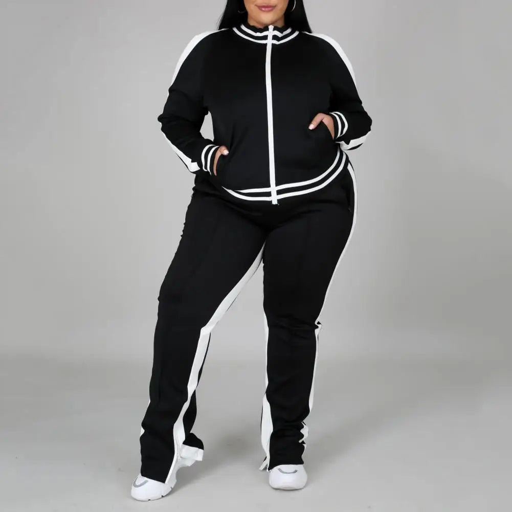 2025 Women Tracksuit Jogging Suit Plus Size Zip-up Long Sleeve Sweatsuit with Trousers Loose Fit Tracksuit Sports Casual Outfit Viralgem Store