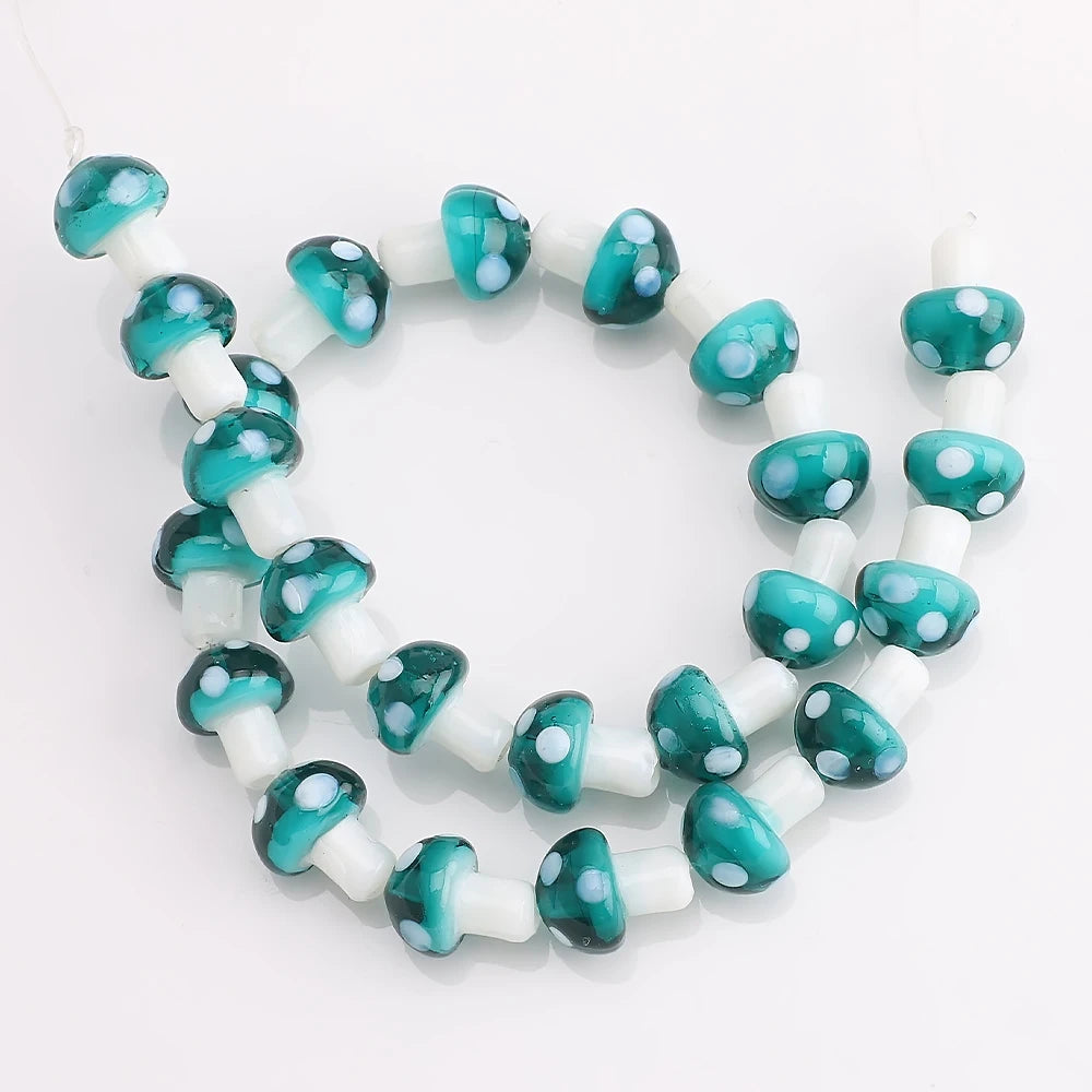 10Pcs 10x13mm 12x16mm 15x20mm Mushroom Shape Lampwork Glass Loose Beads for DIY Crafts Jewelry Making Earing Necklace Accessory