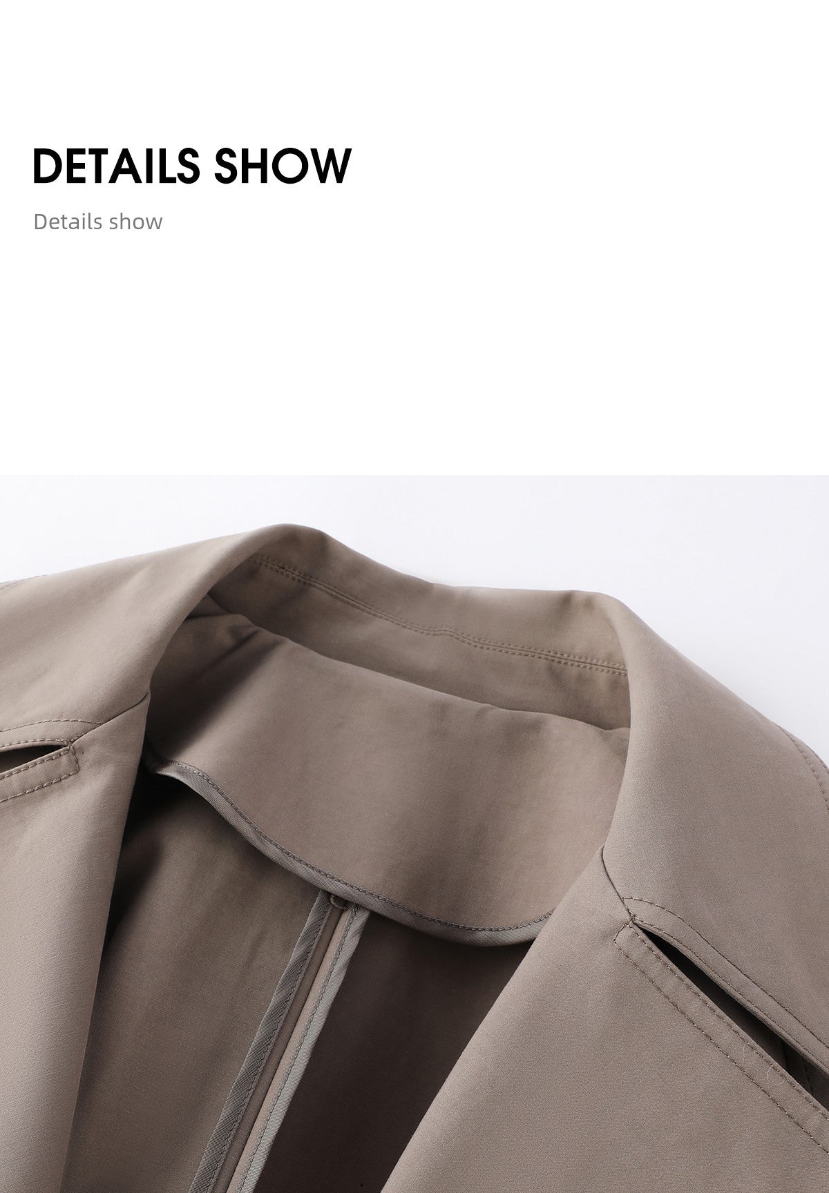 Women's Spring Clothing Fashion Gray Coffee Color Loose Shoulder Ins Style Minimalist Casual Very Wide Long Trench Coat