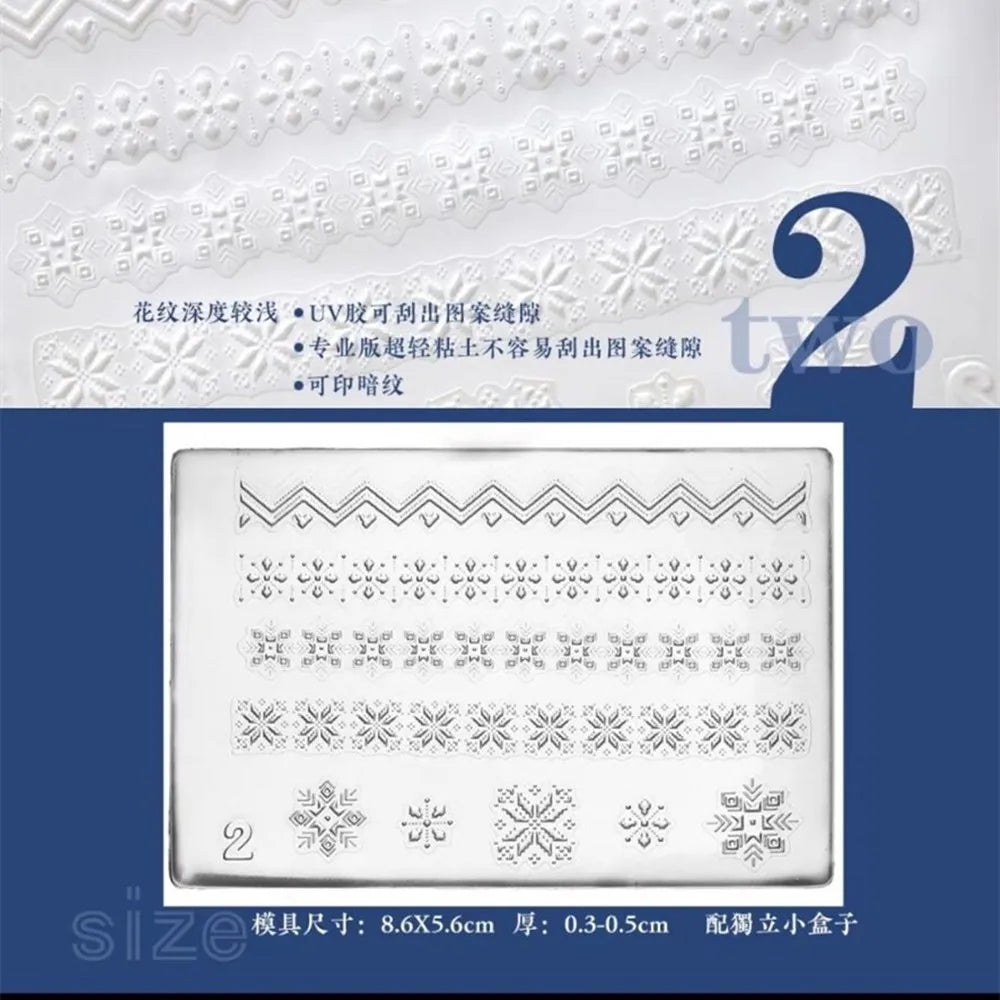 1pc Sweater Knitting Lace 3D Acrylic Mold Nail Art Decoration Nails DIY Design Silicone  Nail Art Template Nail  Mold