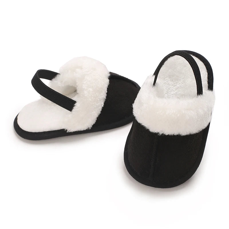 0-1 Years Old Winter Baby Slippers Fluffy Baby Boy Girl Sandals Cute Plush Soft Non-slip Sole Toddler First Toddler Baby Shoes