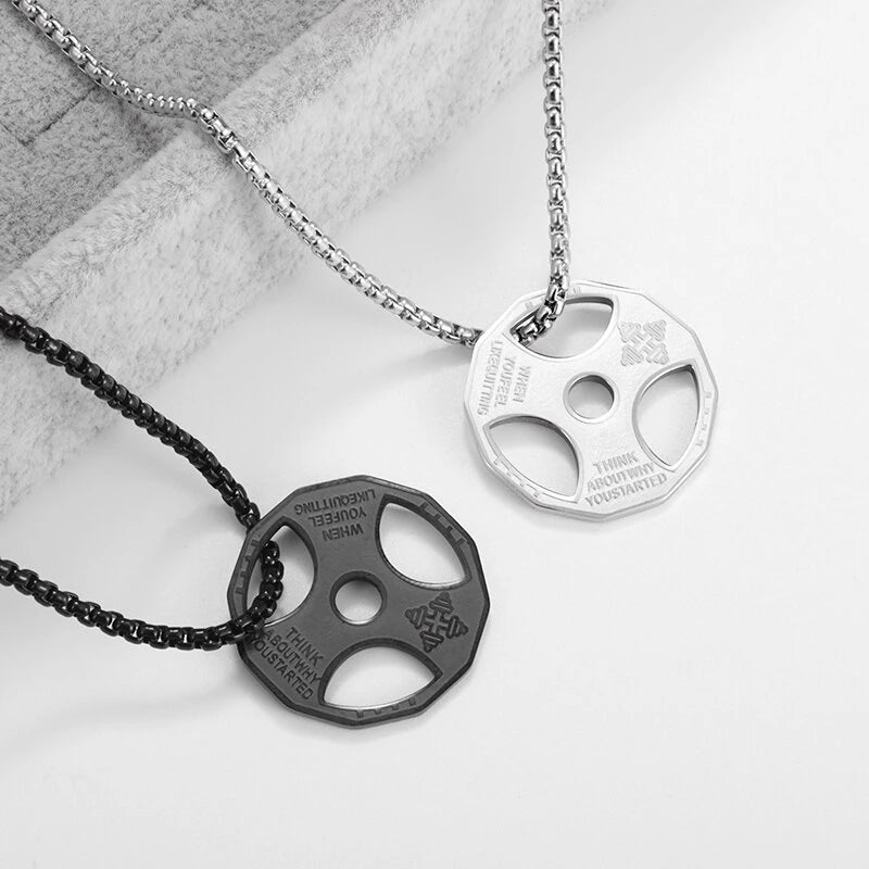 Titanium Steel Dumbbell Pendant Gym Fitness Equipment Barbell Necklace Domineering Muscular Men Fitness Leisure Sports Jewelry Viralgem Store