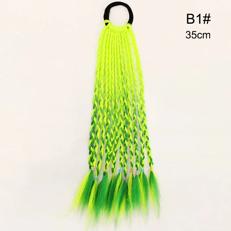 35cm Girl Thicker Wig Ponytail Hair Ropes Kids Twist Braid Rope Headdress Hair Braider Elastic Hair Band Rubber Hair Accessories Viralgem Store