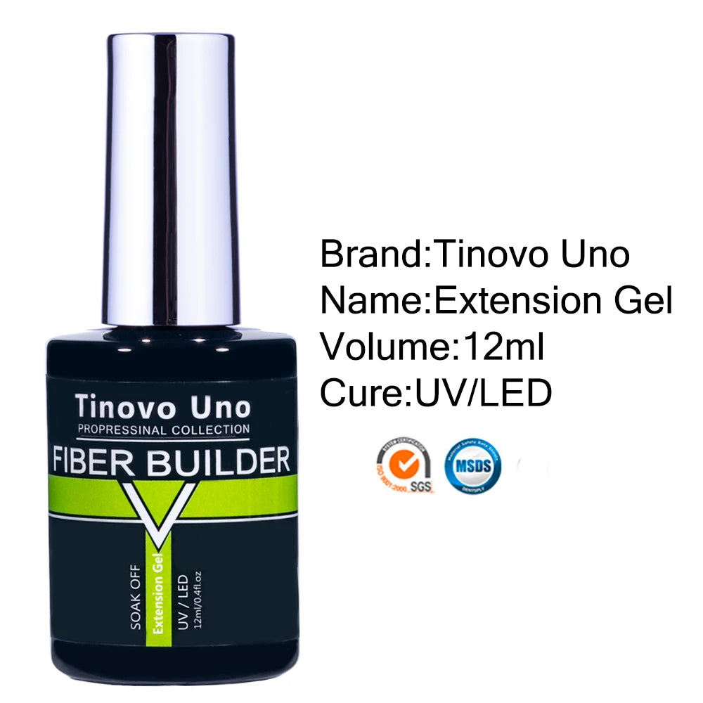 Tinovo Uno 41 Colors Builder Nail Gel in A Bottle Fiber Gel for Extensions Semi Permanent UV Building Poly Acrylic Nails Liquid