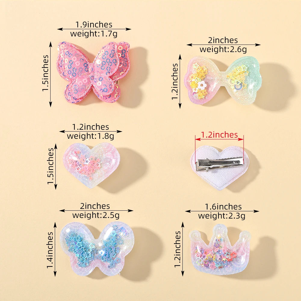 3/6pcs Children's Cartoon Hair Clip Set Rabbit Crown Flow Sofa Clip Sequin Butterfly Hairgripes Lovely Girls Hairpins Headwear