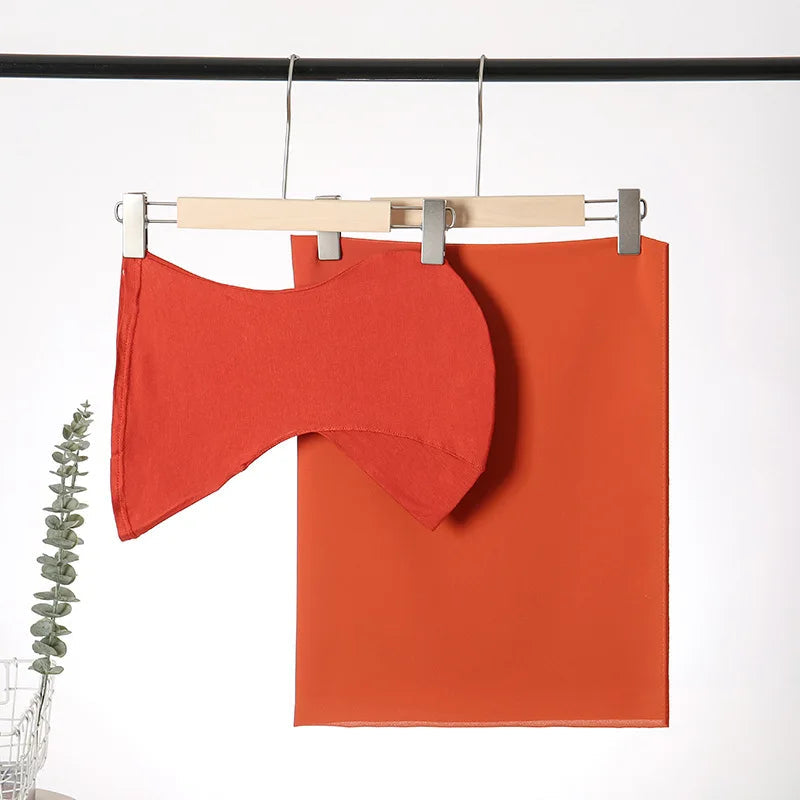 2pcs/set Solid Color Chiffon Hijab Thin Breathable Turban Long Head Scarf With Neck Base Hat For Women Casual Outdoor Viralgem Store