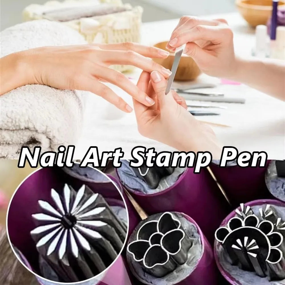 10/6/4pcs Nail Art Stamp Pen Set Handicraft Graffiti Flower Nail Templates Stamper Polishing Painting Drawing DIY Manicure Tools