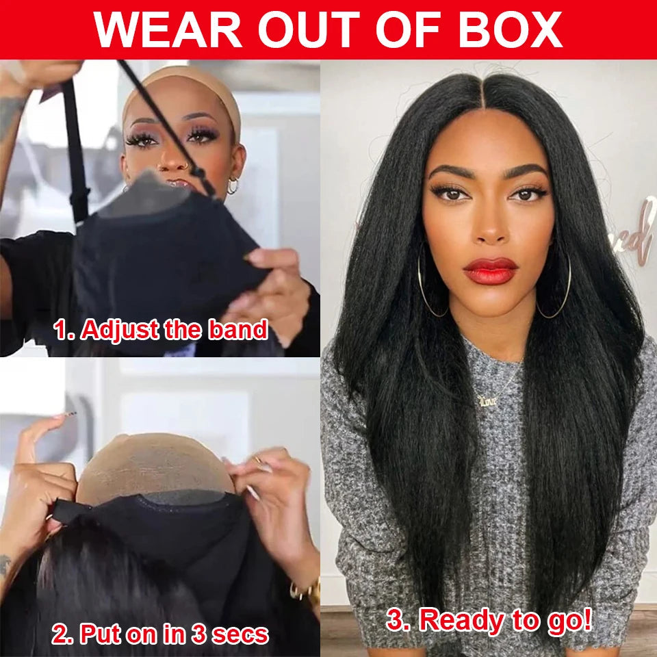 Yaki Kinky Straight Human Hair Wigs Glueless Wig 100% Human Hair Ready To Wear Preplucked HD Lace Wigs For Women Pre Cut No Glue Viralgem Store