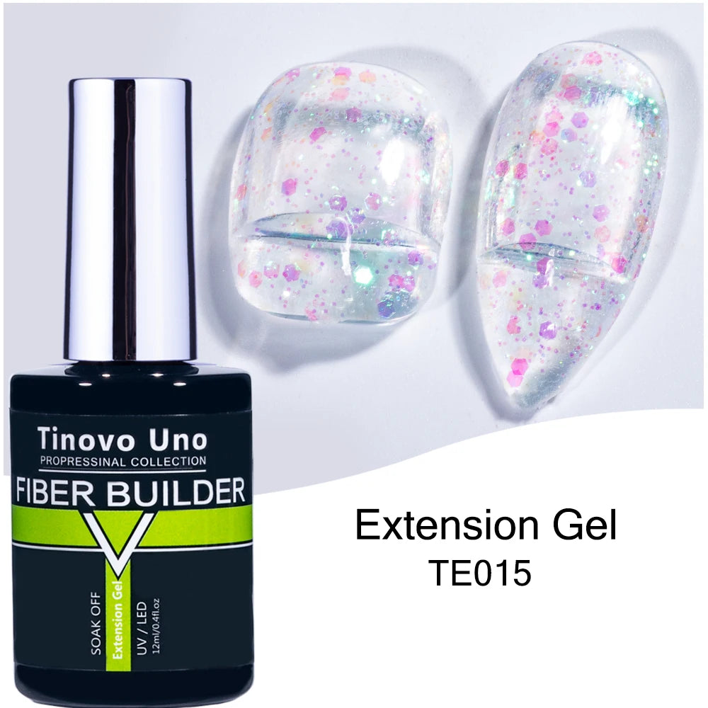 Tinovo Uno 41 Colors Builder Nail Gel in A Bottle Fiber Gel for Extensions Semi Permanent UV Building Poly Acrylic Nails Liquid