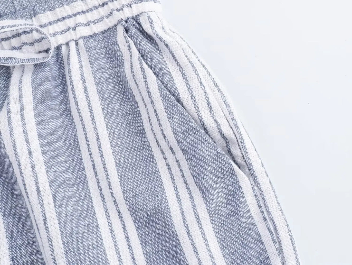 TRAF 2024 Women's Linen Blend Striped Casual Pants Dress Baggy Woman High Waist Cargo Clothes Promotion Official Store