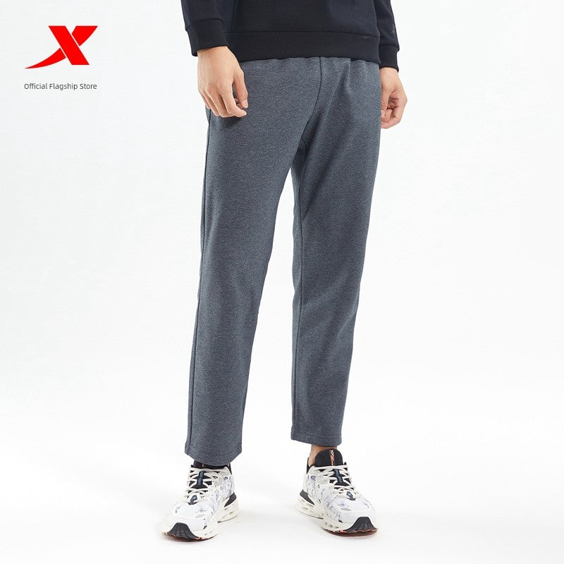 Xtep Fleece-lined Thermal Knitting Pants Male Fall and Winter New Arrival Training Workout Pants Loose Casual Straight Men's Pants