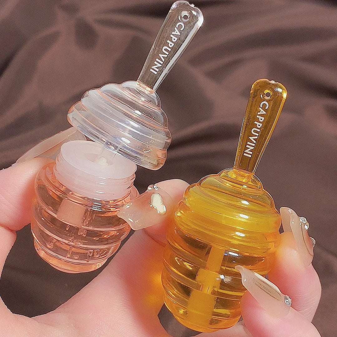 1PC Lip Oil Honey Peach Lip Care Moisturizing Unisex Lip Balm Fade Lip Lines Lip Masks Not Sticky Glossy Clear Lip Gloss Primer