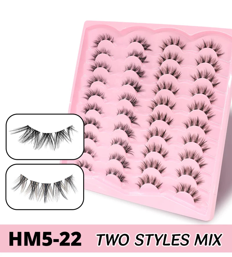 2 Style 20 Pairs Eyelash 3D Natural Mink False Eyelashes Makeup Fake Eye Lashes Faux Cilios Make Up Beauty Tools Wholesale