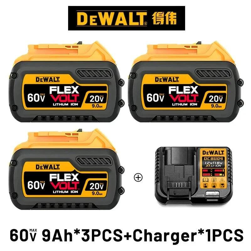 100% Original DEWALT 🔋 20V/60V MAX XR Rechargeable Tool Battery 6Ah/9Ah Compatible with DCB200 Series for Dewalt Tools 👍 Viralgem Store