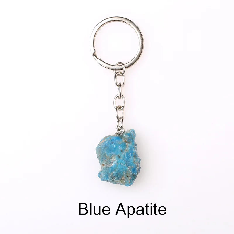 20pcs Natural Rough Raw Stone Crystal Quartzs Keychain Women Men Handbag Hangle Car Key Holder Raw Mineral Stone KeyRing Jewelry Viralgem Store