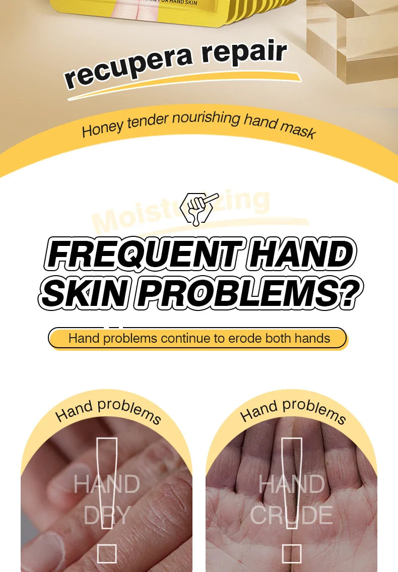 10 Pairs Honey Hand Mask Hands skincare Masks Moisturizing Nourishing Hydrating Tendering Smoothing Hands Skin Care Products Viralgem Store