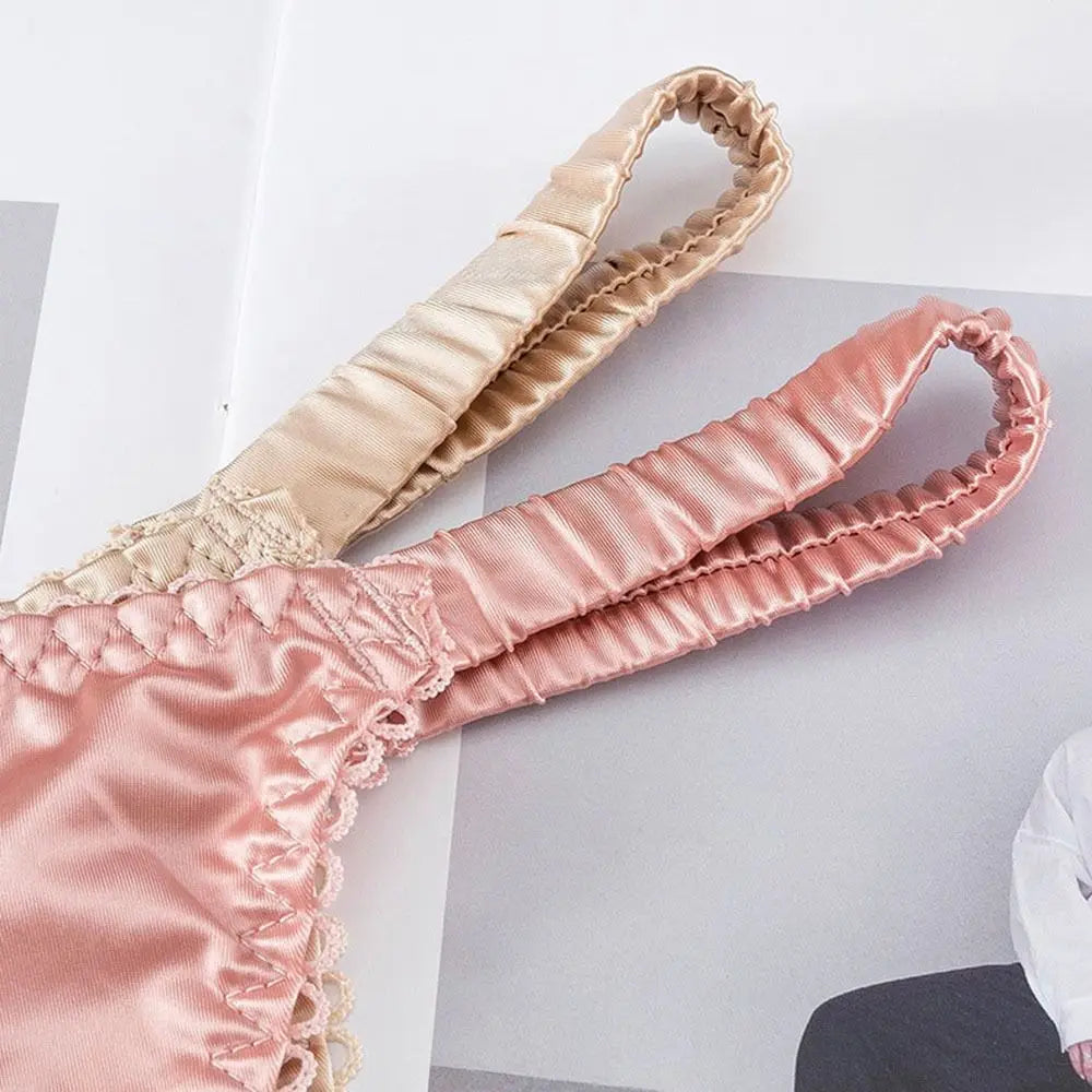 Sweet Thin Belt Bow Underwear For Women Girl Sport Panties Thong Low Waist Seamless Soft Satin Briefs Female Lingerie Viralgem Store