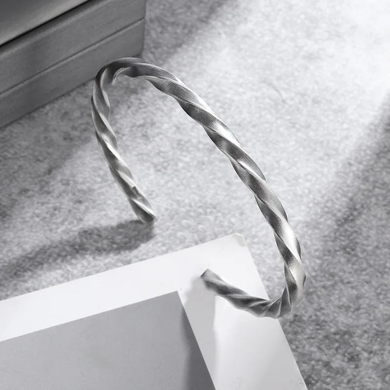 Stylish Geometric Oval Pattern Personalized Men's Open Bracelet Fashion Retro Wide Hand Jewelry Party Gift