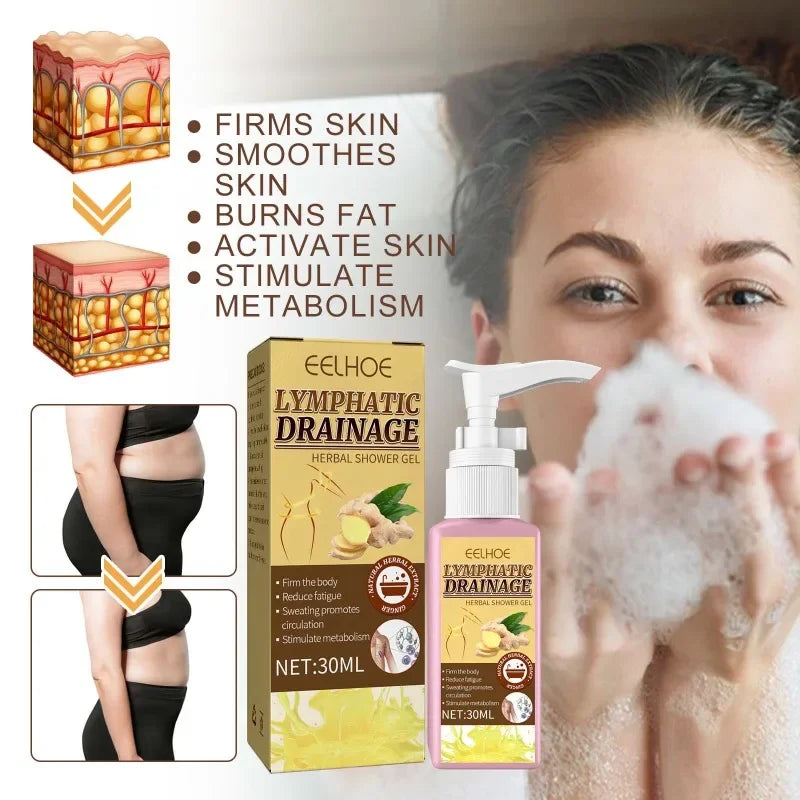 Women Lymphatic Drainage Herbal Shower Gel 30ml Slimming Weight Loss Deep Cleaning Body Wash sculping firming skin Shower Gel Viralgem Store