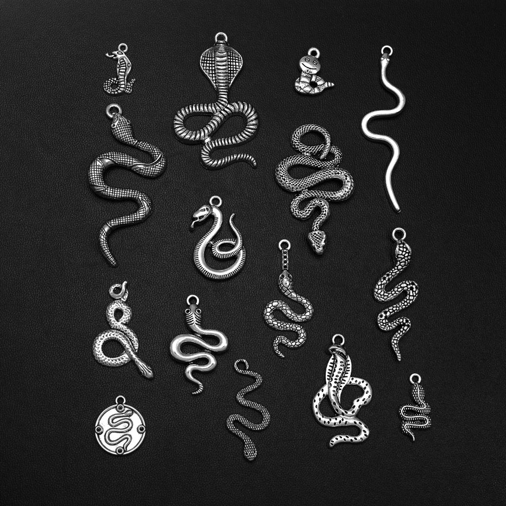 10/20pcs/lot Antique Silver Plated Snake Charms Animals Pendant For Diy Necklace Jewelry Making Findings Supplies Accessories Viralgem Store
