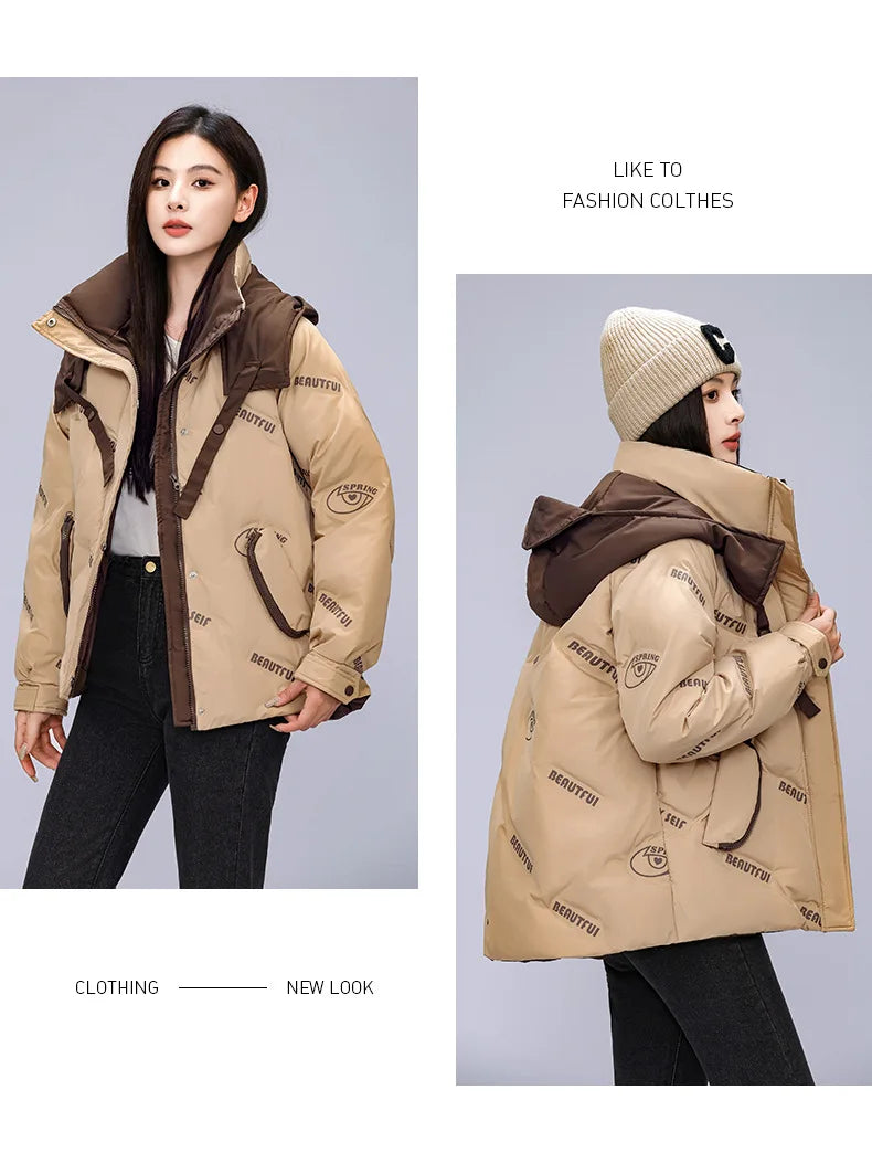 Women Pink Gothic Hoodies Parka 90s Vintage Jacket Overcoat Warm Thicken Coat Harajuku Padded Jacket Clothes Winter Autumn 2024