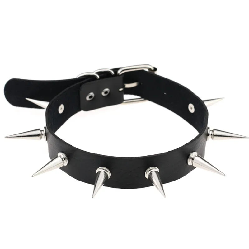 1Pc  Harajuku Cosplay Rivet Punk Rock Gothi Women Collar Sexy PU Leather Heart Cross Spike Hip Hop Bondage Choker Jewelry Bulk Viralgem Store